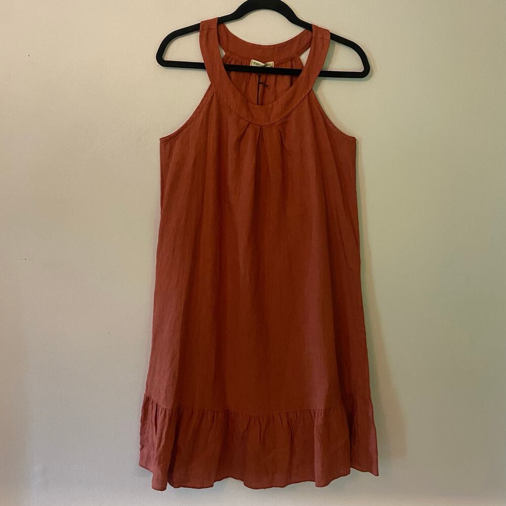 NWT Terzo Millennio Rust Red Linen Midi Dress Minimalist Lagenlook Women size XS